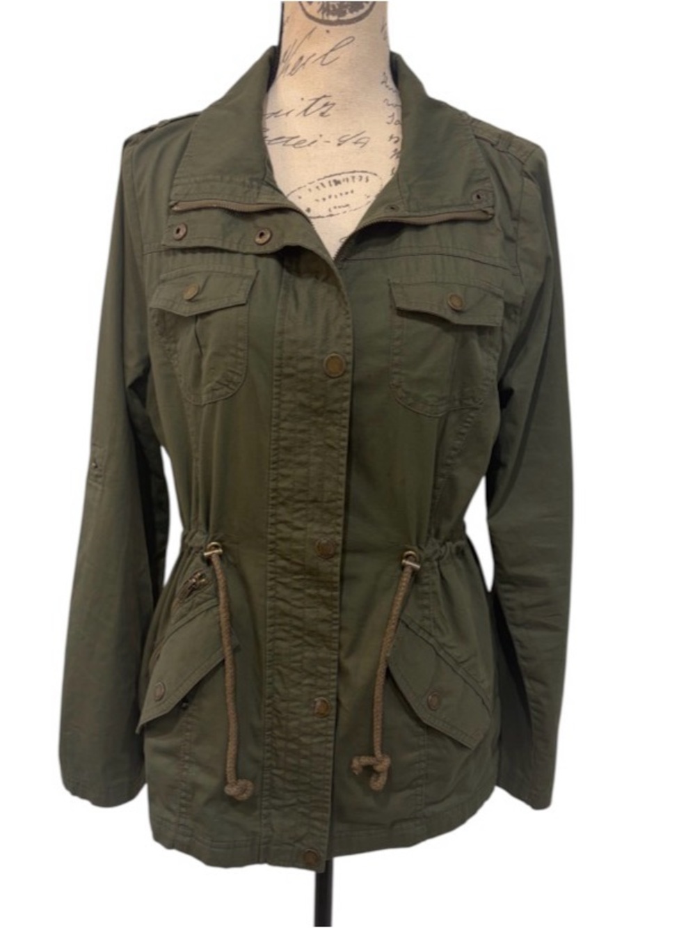 Made by Johnny WJC643 Olive Green Military Safari Anorak Jacket M
